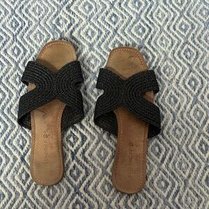 Salt+Umber Women's Braided Crossband Slide Sandals - Black